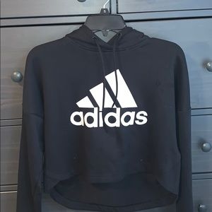 Black Cropped Adidas Hoodie Size Small